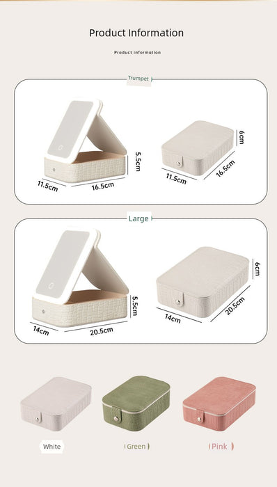 Travel Bag Mirror Desktop Desktop Cosmetic Mirror Portable with Light Women Portable Foldable Led Storage Box