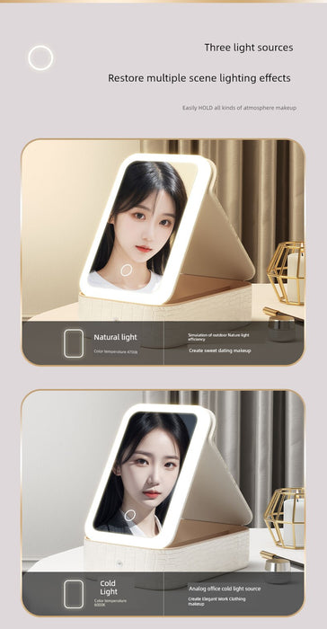 Carry Foldable Storage Box Dormitory Students Cosmetic Mirror