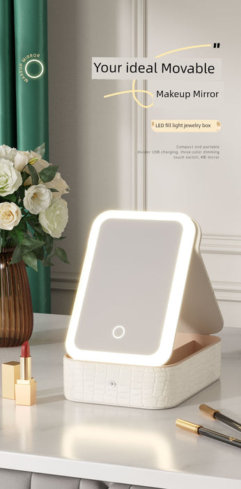 Carry Foldable Storage Box Dormitory Students Cosmetic Mirror