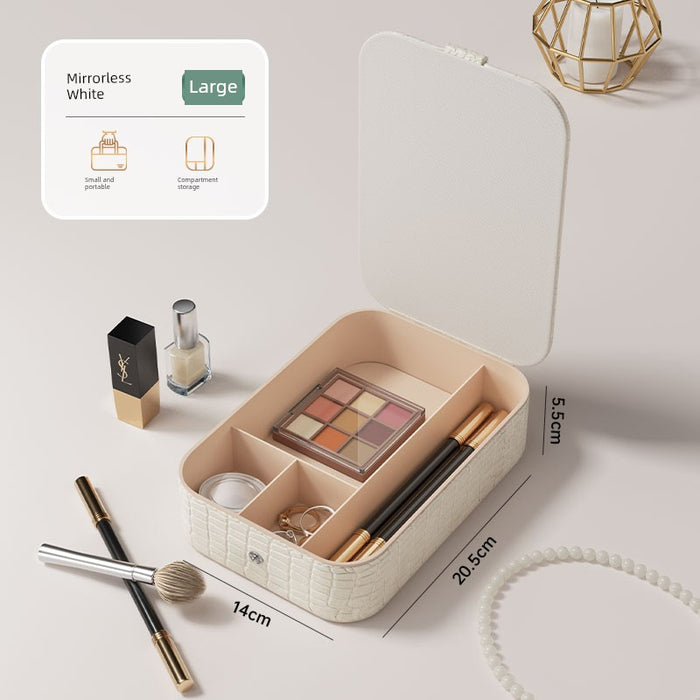 Travel Bag Mirror Desktop Desktop Cosmetic Mirror Portable with Light Women Portable Foldable Led Storage Box