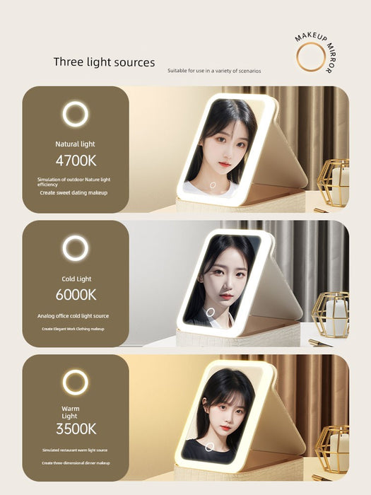 Carry Foldable Storage Box Dormitory Students Cosmetic Mirror