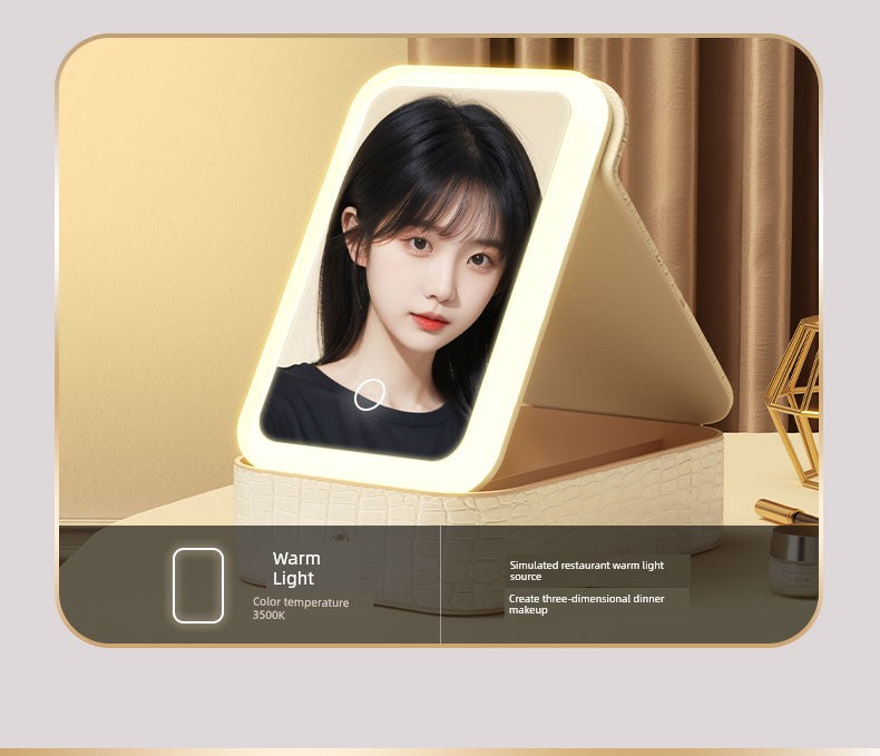 Carry Foldable Storage Box Dormitory Students Cosmetic Mirror