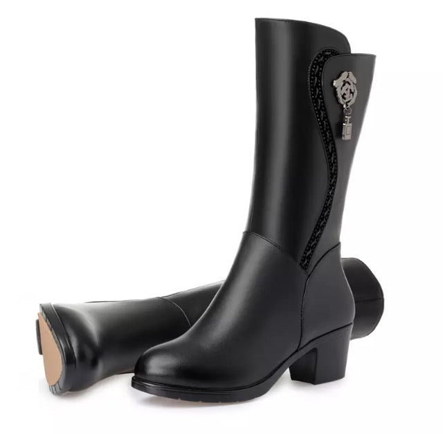 Womens Leather Winter Knee High Boots Wool Fur Inside - Great Stuff OnlineGreat Stuff Online
