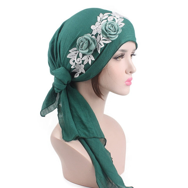 Womens Flower tichel - Great Stuff OnlineGreat Stuff Online Green