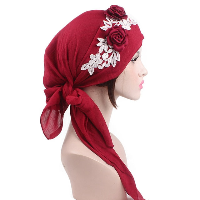 Womens Flower tichel - Great Stuff OnlineGreat Stuff Online Red
