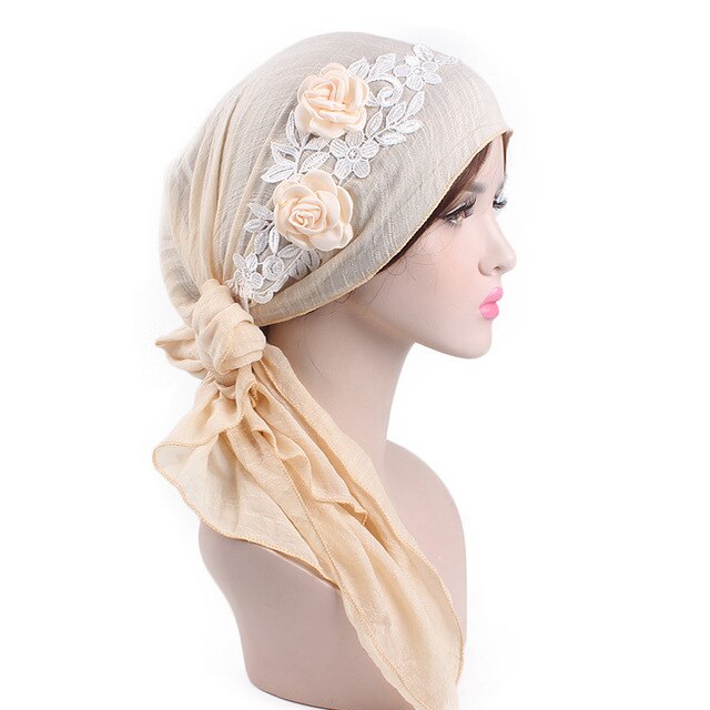 Womens Flower tichel - Great Stuff OnlineGreat Stuff Online Cream