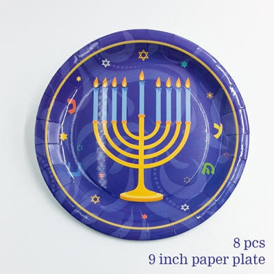 Chanukah Tableware Plates Napkin Cups Straw Knife Fork Spoons - Great Stuff OnlineGreat Stuff Online 9 inch plate