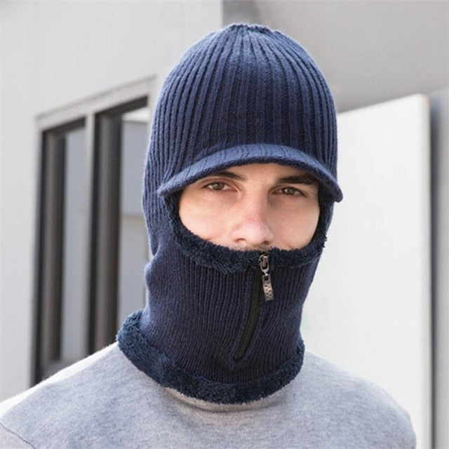 Zip Hooded Scarf Men Women - Great Stuff OnlineGreat Stuff Online Navy Blue / One Size