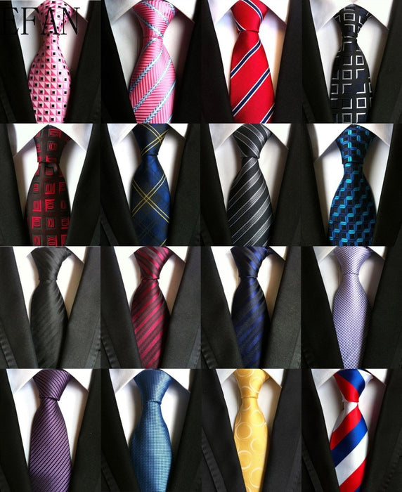 Ties Fashion Neckties Classic Men's Stripe Yellow Navy Blue Wedding Ties Jacquard Woven 100% Silk Men Solid Tie Polka Dots Neck Ties - Great Stuff OnlineGreat Stuff Online