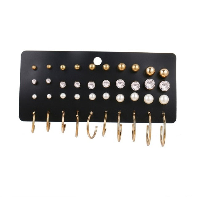 FNIO Women's Earrings Set Pearl Earrings For Women Bohemian Fashion Jewelry 2020 Geometric Crystal Heart Stud Earrings - Great Stuff OnlineGreat Stuff Online LNI1162-1