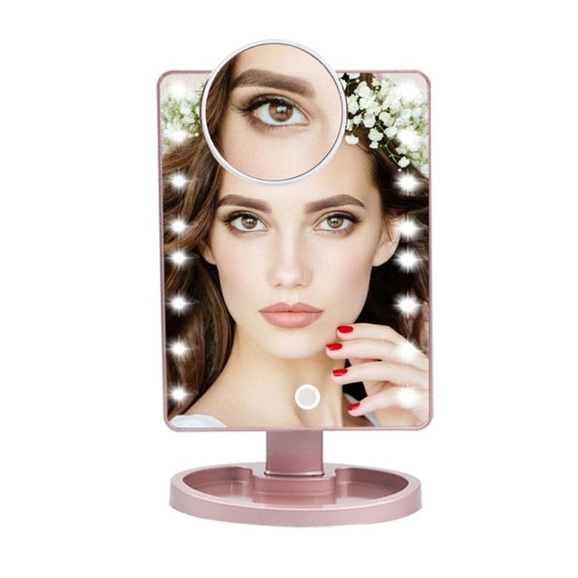 22 LED Lights Touch Magnifying Mirrors Vanity 16 Lights Bright Adjustable - Great Stuff OnlineGreat Stuff Online 16 Led Lights Gold
