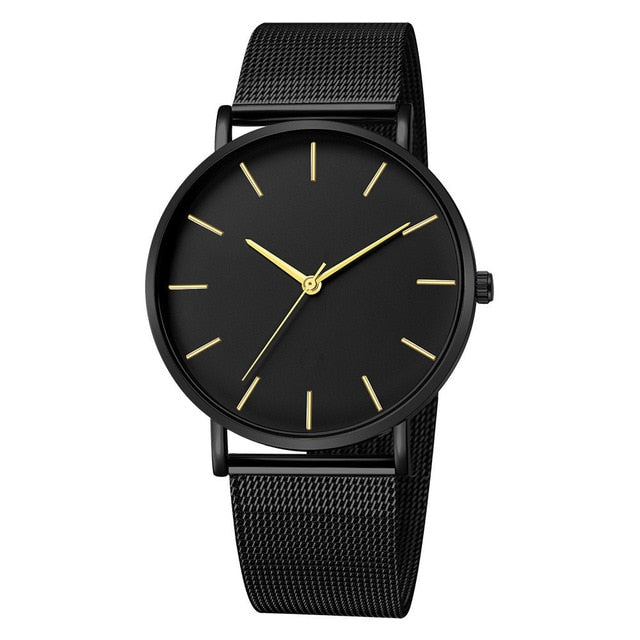 Minimalist Men Fashion Ultra Thin Business Watch Stainless Steel Mesh Belt Quartz Watch - Great Stuff OnlineGreat Stuff Online A