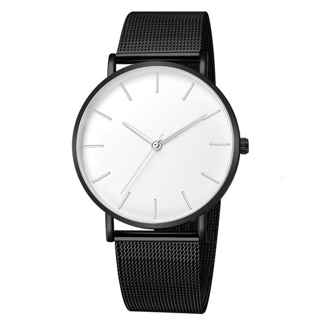 Minimalist Men Fashion Ultra Thin Business Watch Stainless Steel Mesh Belt Quartz Watch - Great Stuff OnlineGreat Stuff Online C