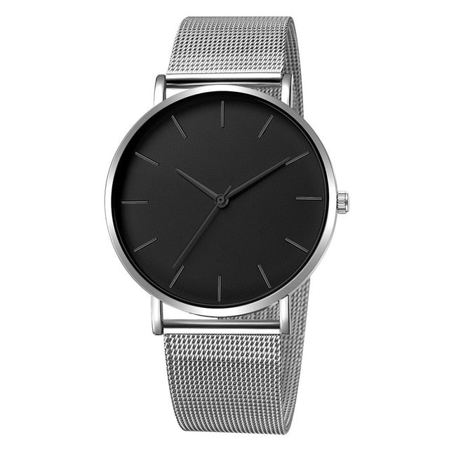 Minimalist Men Fashion Ultra Thin Business Watch Stainless Steel Mesh Belt Quartz Watch - Great Stuff OnlineGreat Stuff Online D