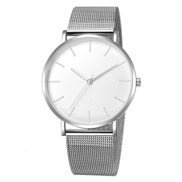 Minimalist Men Fashion Ultra Thin Business Watch Stainless Steel Mesh Belt Quartz Watch - Great Stuff OnlineGreat Stuff Online E