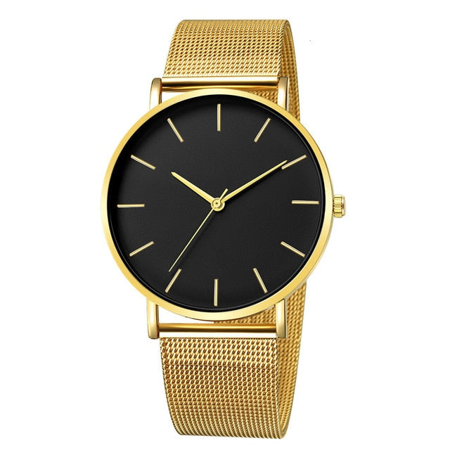 Minimalist Men Fashion Ultra Thin Business Watch Stainless Steel Mesh Belt Quartz Watch - Great Stuff OnlineGreat Stuff Online F