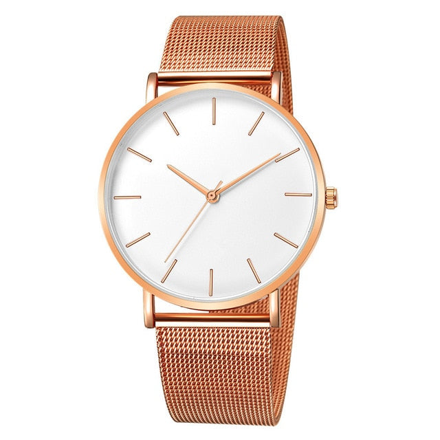 Minimalist Men Fashion Ultra Thin Business Watch Stainless Steel Mesh Belt Quartz Watch - Great Stuff OnlineGreat Stuff Online K