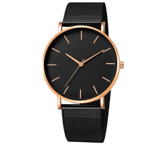 Minimalist Men Fashion Ultra Thin Business Watch Stainless Steel Mesh Belt Quartz Watch - Great Stuff OnlineGreat Stuff Online V