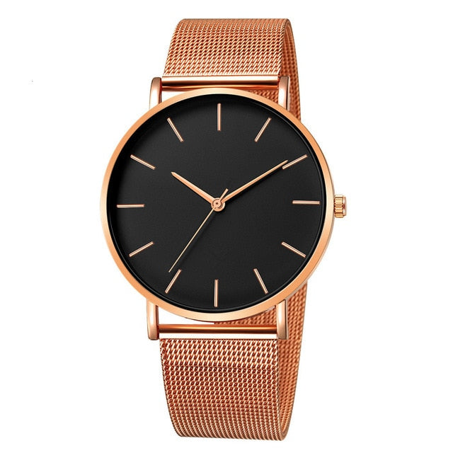 Minimalist Men Fashion Ultra Thin Business Watch Stainless Steel Mesh Belt Quartz Watch - Great Stuff OnlineGreat Stuff Online J