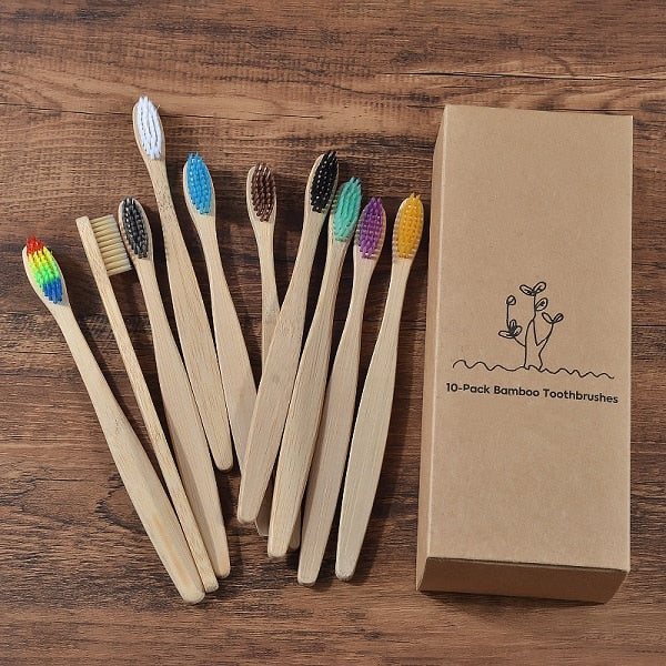 New design mixed color bamboo toothbrush Eco Friendly wooden Tooth Brush Soft bristle Tip Charcoal adults oral care toothbrush - Great Stuff OnlineGreat Stuff Online 10 Piece Color Mix
