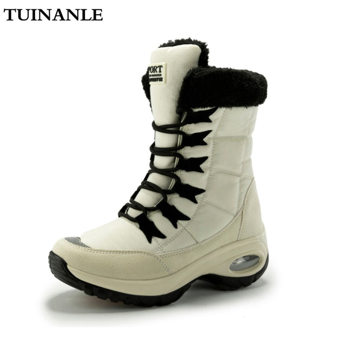Quality Waterproof Winter Women Boots Keep Warm Mid-Calf Snow Boots Ladies Lace-up - Great Stuff OnlineGreat Stuff Online