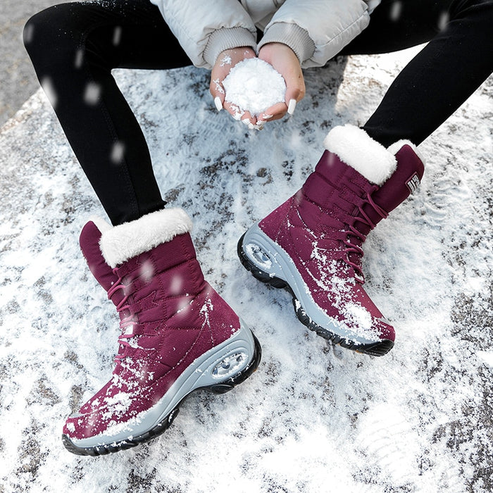 Quality Waterproof Winter Women Boots Keep Warm Mid-Calf Snow Boots Ladies Lace-up - Great Stuff OnlineGreat Stuff Online