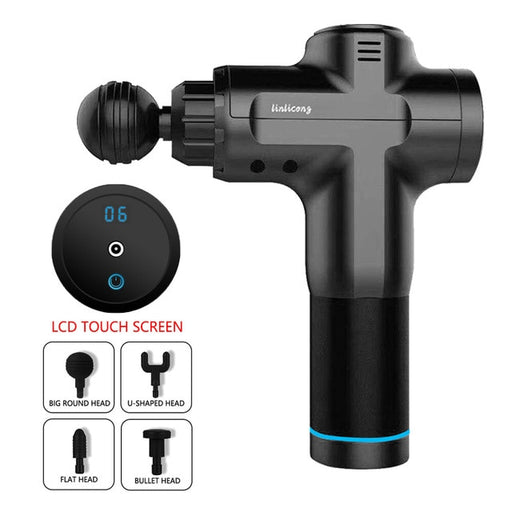 LCD Display Body Massage Gun Exercising Muscle Electric Massager Gun head Massager for Neck and Back Vibrator Slimming Shaping - Great Stuff OnlineGreat Stuff Online Black2