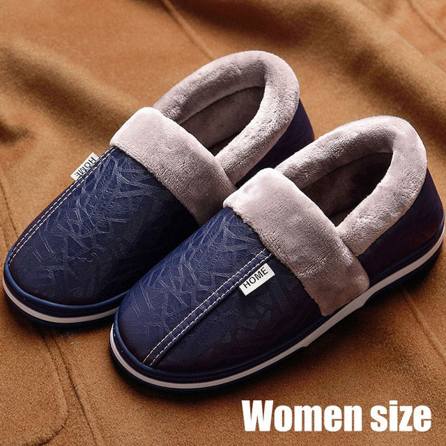 Women's shoes Indoor Slippers Memory foam Size 9-17 Non-slip Winter Ladies Leather Home shoes - Great Stuff OnlineGreat Stuff Online MSL-013-Dark blue / 4.5