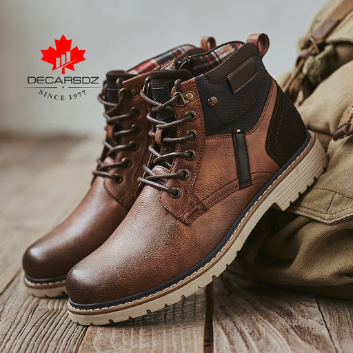 Mens Lace-up Leather Casual Boots Comfy Durable - Great Stuff OnlineGreat Stuff Online