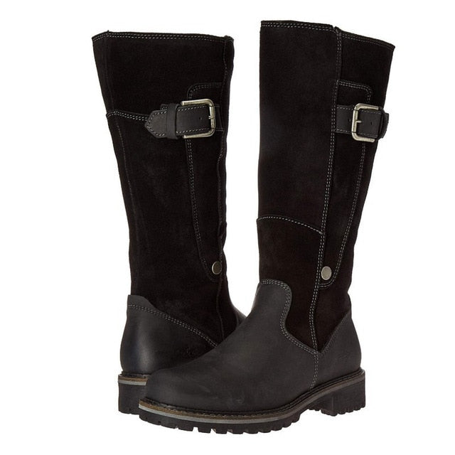 Winter Snow Boots Women New Leather Plush Warm Boots for Women Fashion Zipper - Great Stuff OnlineGreat Stuff Online Black / 7.5