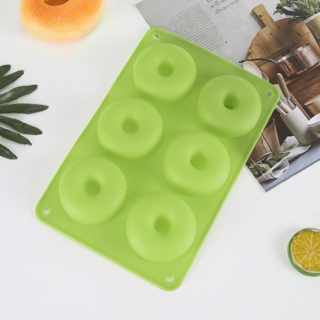6 Donut Mold Silicone Non-stick Baking Tray Heat-resistant Reusable Folded Donuts Maker - Great Stuff OnlineGreat Stuff Online green