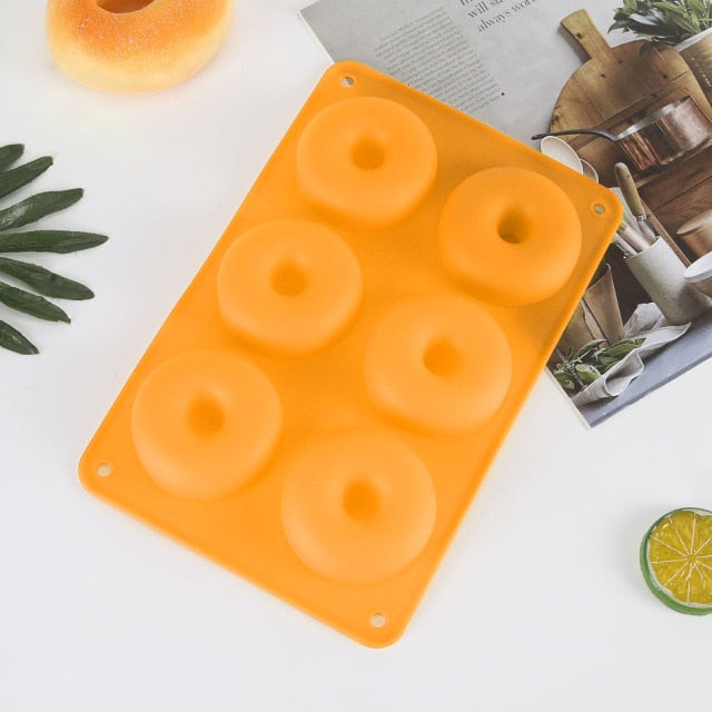 6 Donut Mold Silicone Non-stick Baking Tray Heat-resistant Reusable Folded Donuts Maker - Great Stuff OnlineGreat Stuff Online Orange