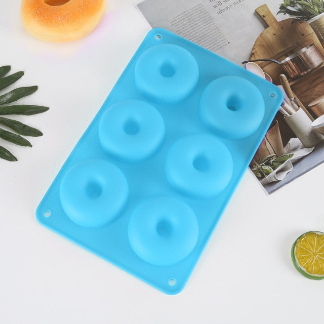 6 Donut Mold Silicone Non-stick Baking Tray Heat-resistant Reusable Folded Donuts Maker - Great Stuff OnlineGreat Stuff Online Blue