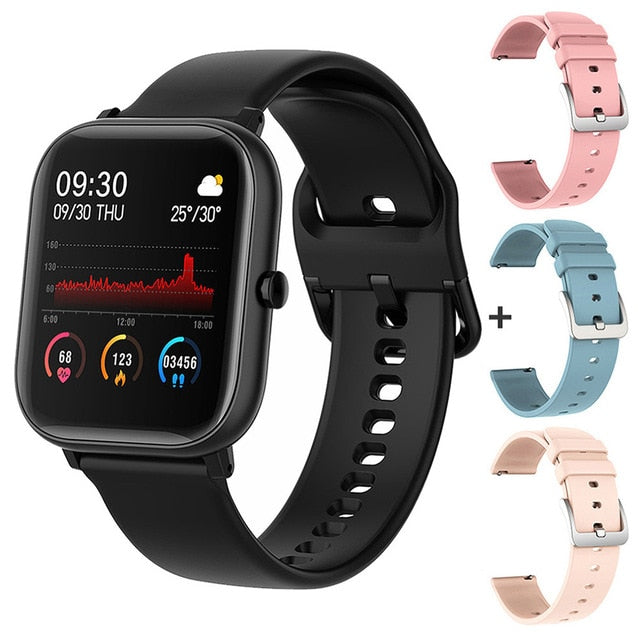 Smart Watch Men Women 1.4 Inch Fitness Tracker Full Touch Screen Waterproof Heart Rate Monitor for iOS Android - Great Stuff OnlineGreat Stuff Online black with 3 straps