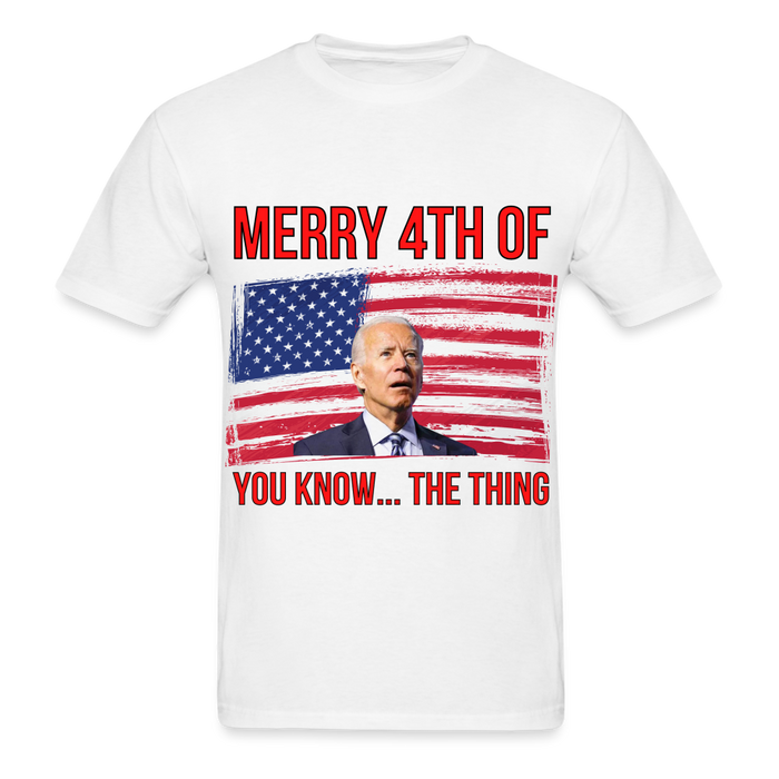 Ultra Cotton Adult T-Shirt | Gildan G2000 MERRY 4TH OF YOU KNOW.. THE THING UNISEX T-SHIRT - Great Stuff OnlineSPOD white / S