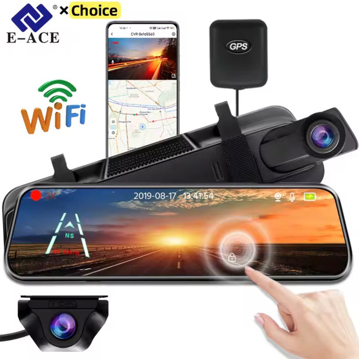 Rearview Mirror Dash Cam with WiFi and GPS