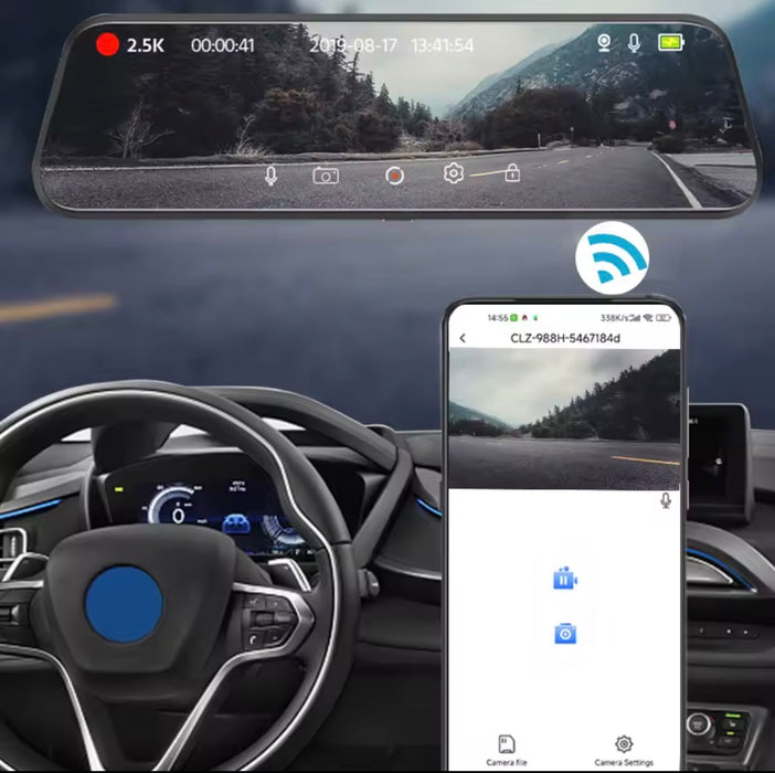 Rearview Mirror Dash Cam with WiFi and GPS