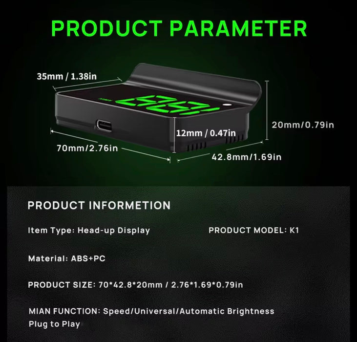 Windshield Projection Heads Up Display