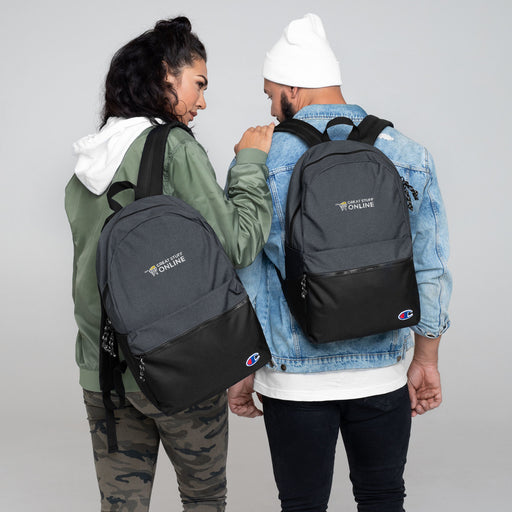 GSO X Champion Embroidered Backpack - Great Stuff OnlineGreat Stuff Online Heather Black / Black