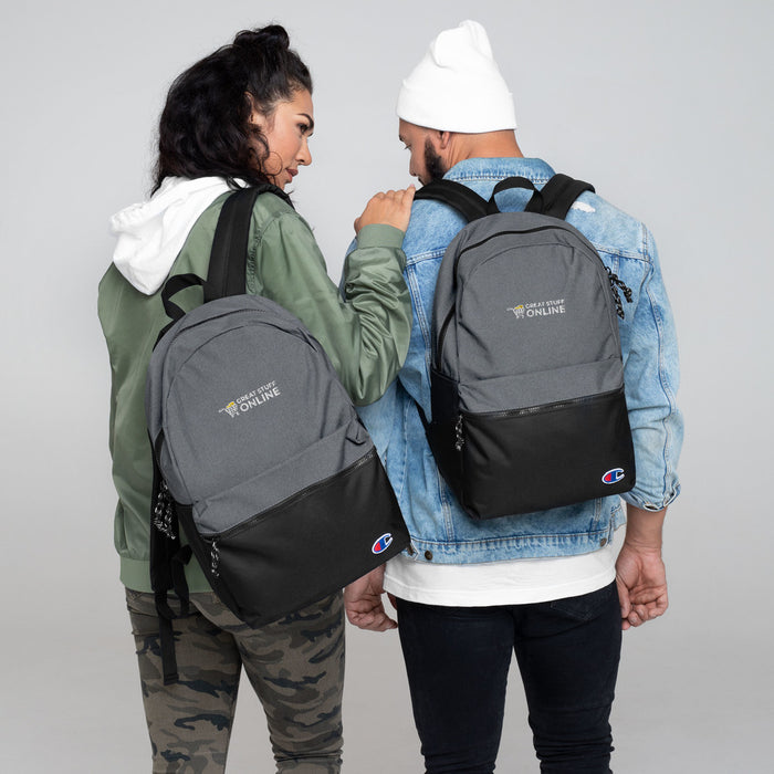 GSO X Champion Embroidered Backpack - Great Stuff OnlineGreat Stuff Online Heather Grey / Black