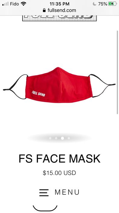 100% Authentic Brand New FULLSEND FACE MASK RED - Great Stuff OnlineGreat Stuff Online