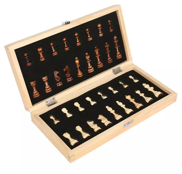 Large Chess Wooden Set Folding Chessboard Magnetic Pieces Wood Board Birthday and Holiday Gifts - Great Stuff OnlineGreat Stuff Online