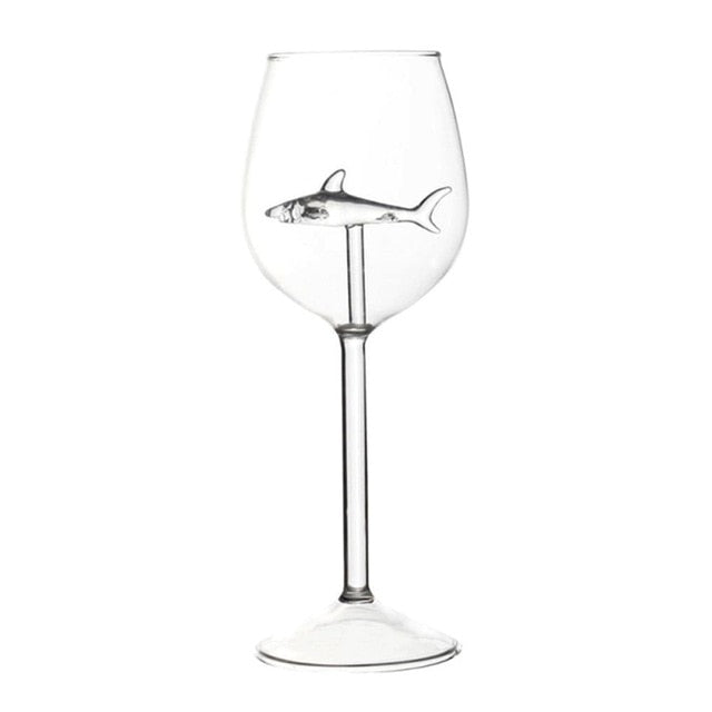 Crystal Party Wedding Flutes Glass Wine Glasses Cup Shark Inside Wine Bottle Hand Blown Wine Glasses - Great Stuff OnlineGreat Stuff Online A / Belgium