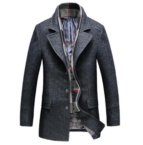 men 2020 Winter Men's Casual Wool Trench Coat Fashion Business Long Thicken Slim Overcoat - Great Stuff OnlineGreat Stuff Online Dark Grey / M