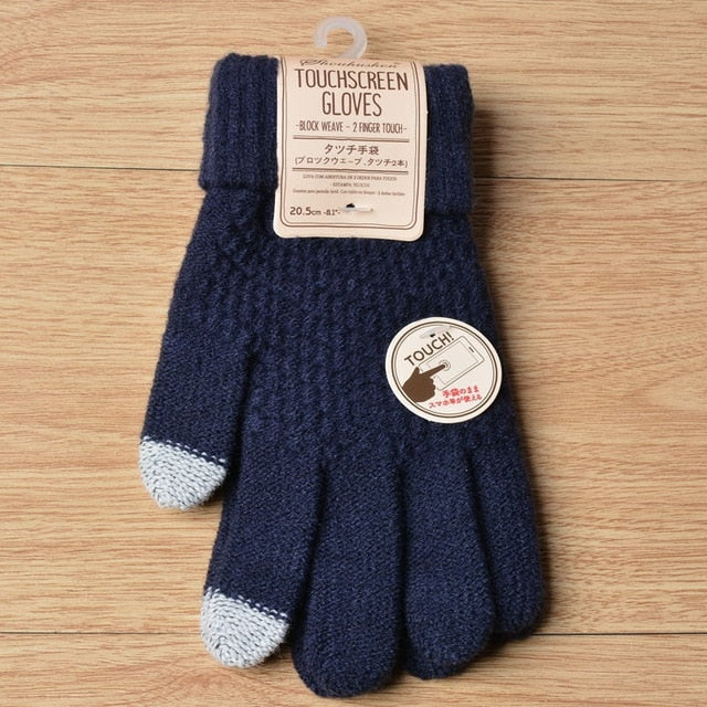 Women's Cashmere Knitted Winter Gloves - Great Stuff OnlineGreat Stuff Online Style 1 Navy Blue / One Size