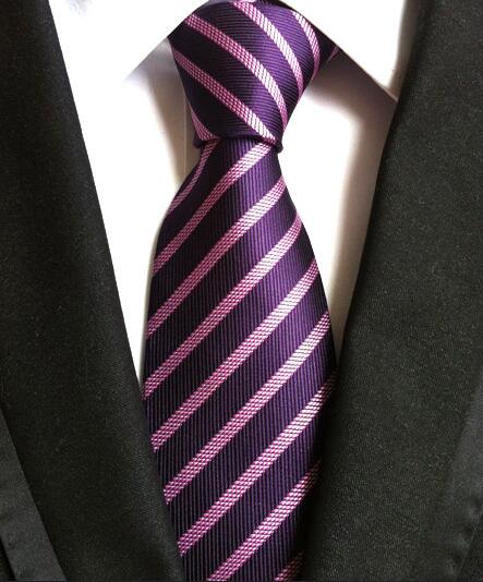 Ties Fashion Neckties Classic Men's Stripe Yellow Navy Blue Wedding Ties Jacquard Woven 100% Silk Men Solid Tie Polka Dots Neck Ties - Great Stuff OnlineGreat Stuff Online Purple Striped