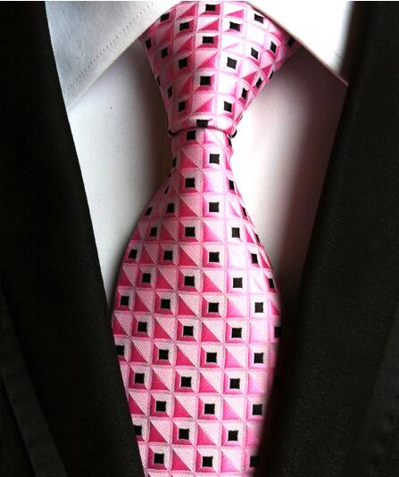 Ties Fashion Neckties Classic Men's Stripe Yellow Navy Blue Wedding Ties Jacquard Woven 100% Silk Men Solid Tie Polka Dots Neck Ties - Great Stuff OnlineGreat Stuff Online Pink With Dots