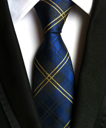 Ties Fashion Neckties Classic Men's Stripe Yellow Navy Blue Wedding Ties Jacquard Woven 100% Silk Men Solid Tie Polka Dots Neck Ties - Great Stuff OnlineGreat Stuff Online Blue Crossover