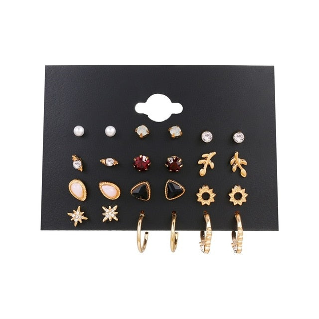 FNIO Women's Earrings Set Pearl Earrings For Women Bohemian Fashion Jewelry 2020 Geometric Crystal Heart Stud Earrings - Great Stuff OnlineGreat Stuff Online LNI1205