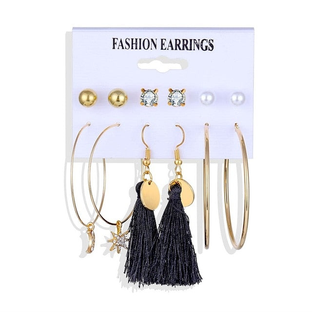 FNIO Women's Earrings Set Pearl Earrings For Women Bohemian Fashion Jewelry 2020 Geometric Crystal Heart Stud Earrings - Great Stuff OnlineGreat Stuff Online LNI0907-3